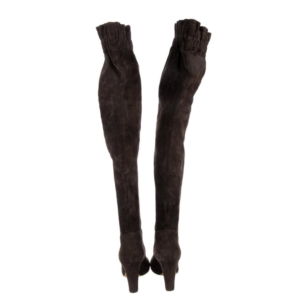 DOLCE & GABBANA suede over the knee THIGH BOOTS brown 37 6.5 scrunch paper bag - Picture 5 of 9